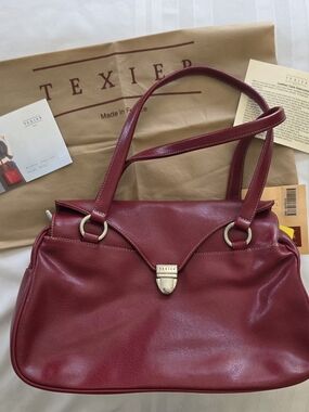 VTG Y2K Texier Leather Red Donegal Satchel New Old Stock With Tags